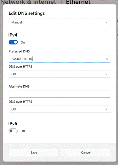 Mostra de la configuració apuntant al servidor de SAMBA4