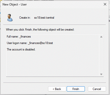 Creació d'un usuari plantilla de finances.