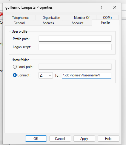 Configuració dels usuaris amb rsat perque puguin tenir la carpeta 